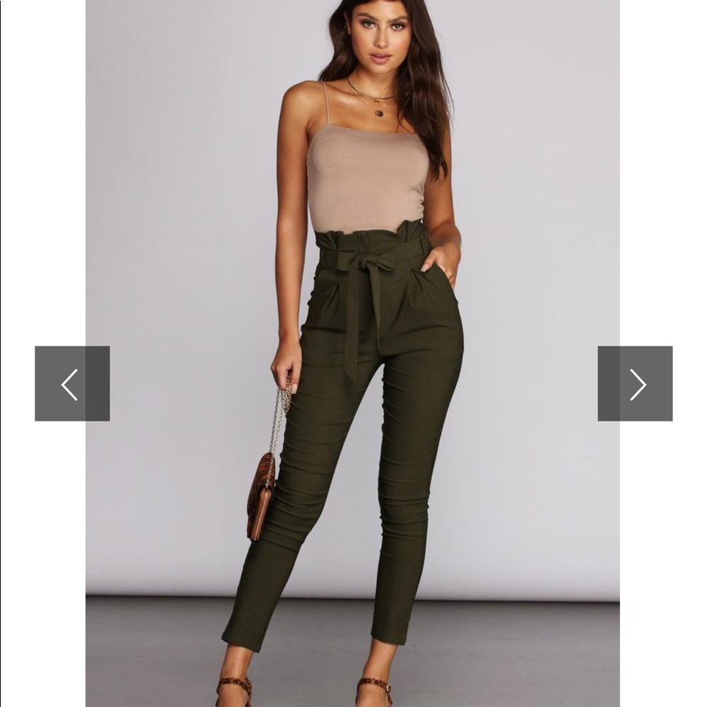High Waist PaperBag Skinny Pants